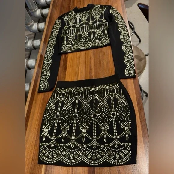 Black and Studded Two-Piece Set - Picture 3 of 3